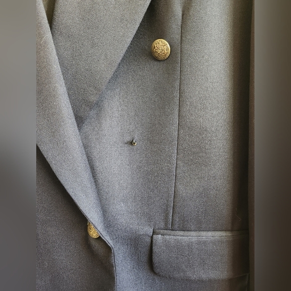 Oscar De La Renta Vintage Wool Gaberdine Double Breasted Navy Blazer - Picture 10 of 10